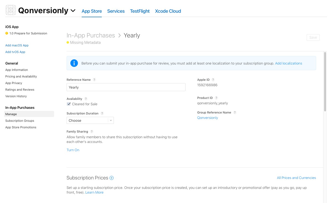 Implementing In-App Subscriptions in App Store Connect