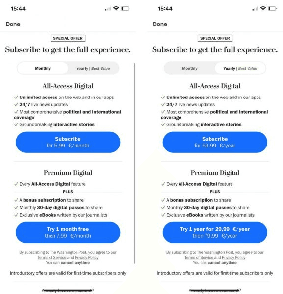 The Washington Post Mobile Paywall