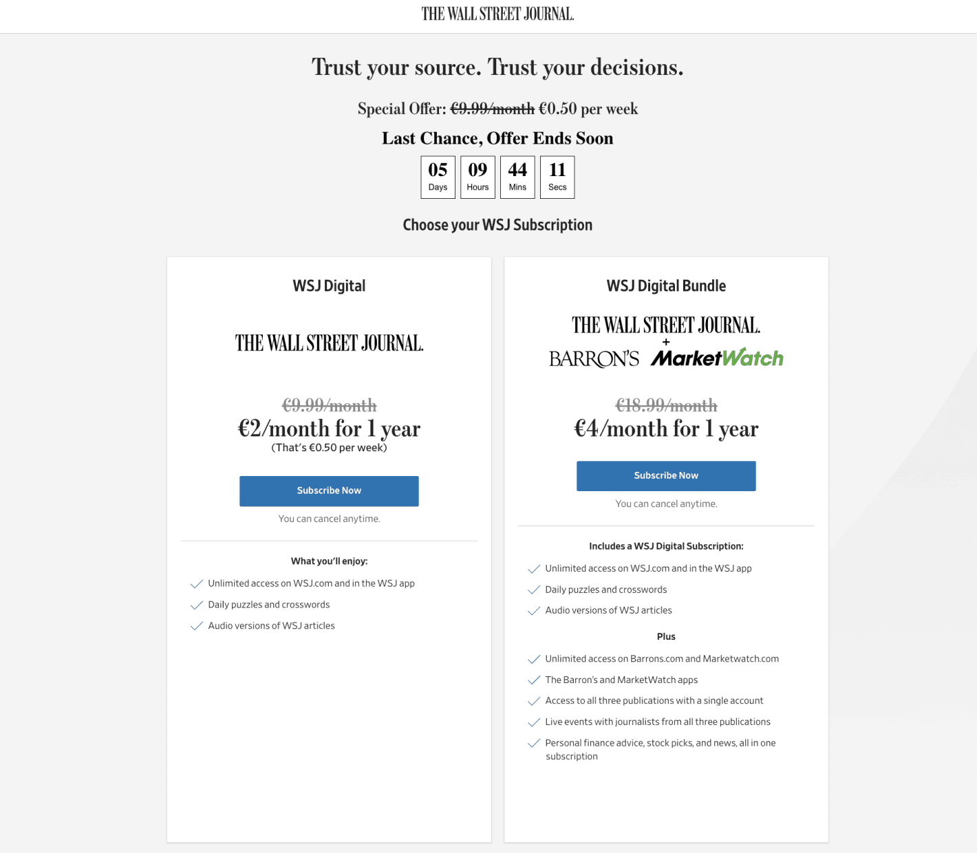 The Wall Street Journal Browser Paywall