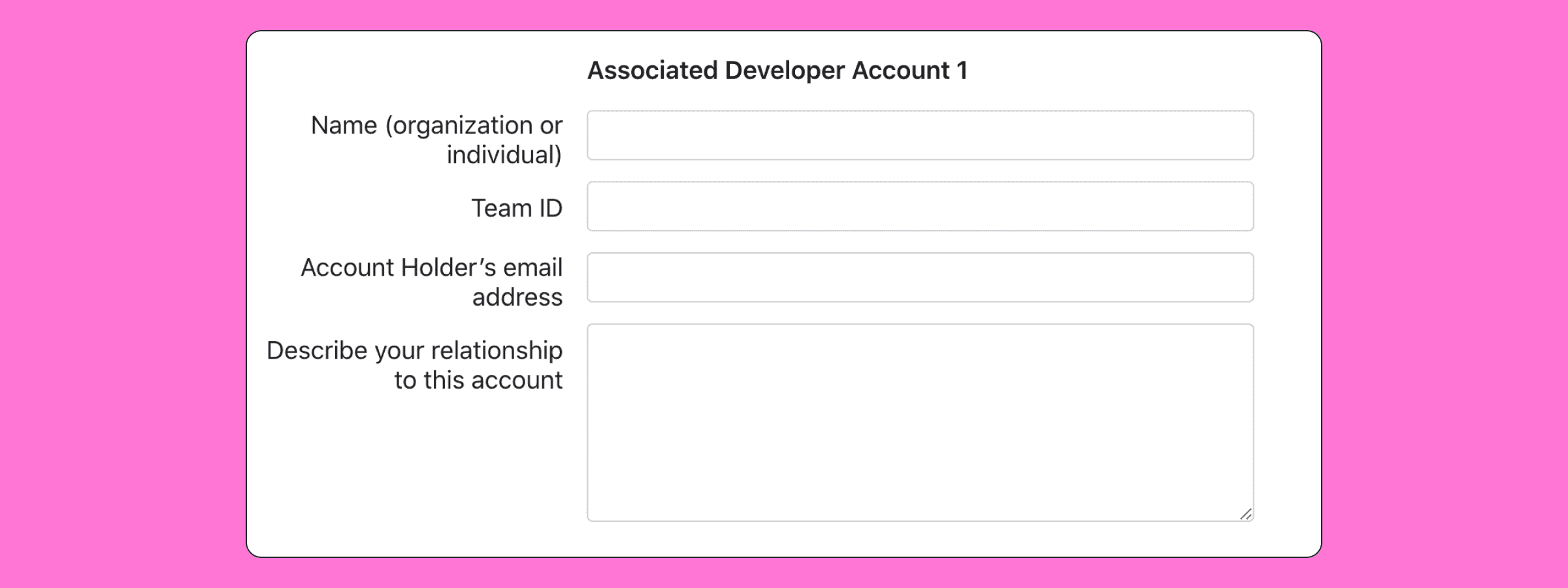 associate developer account form