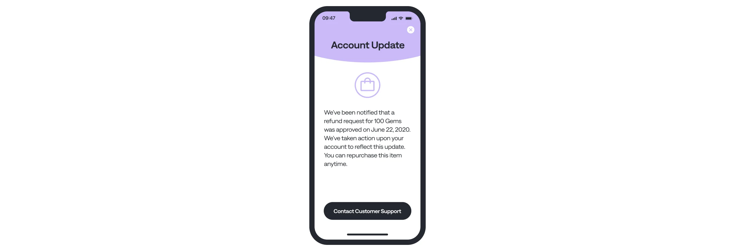 in-app refund notification, WWDC 2020