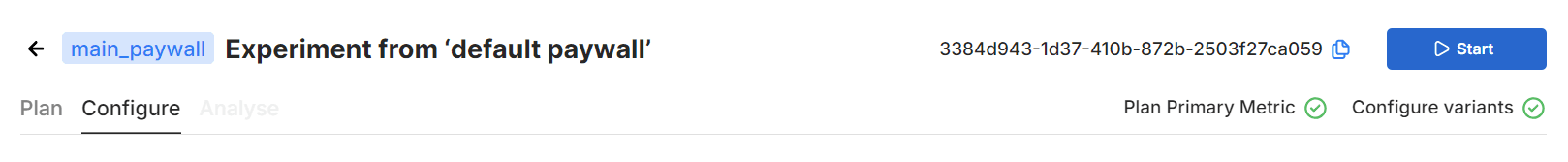 start paywall a/b test