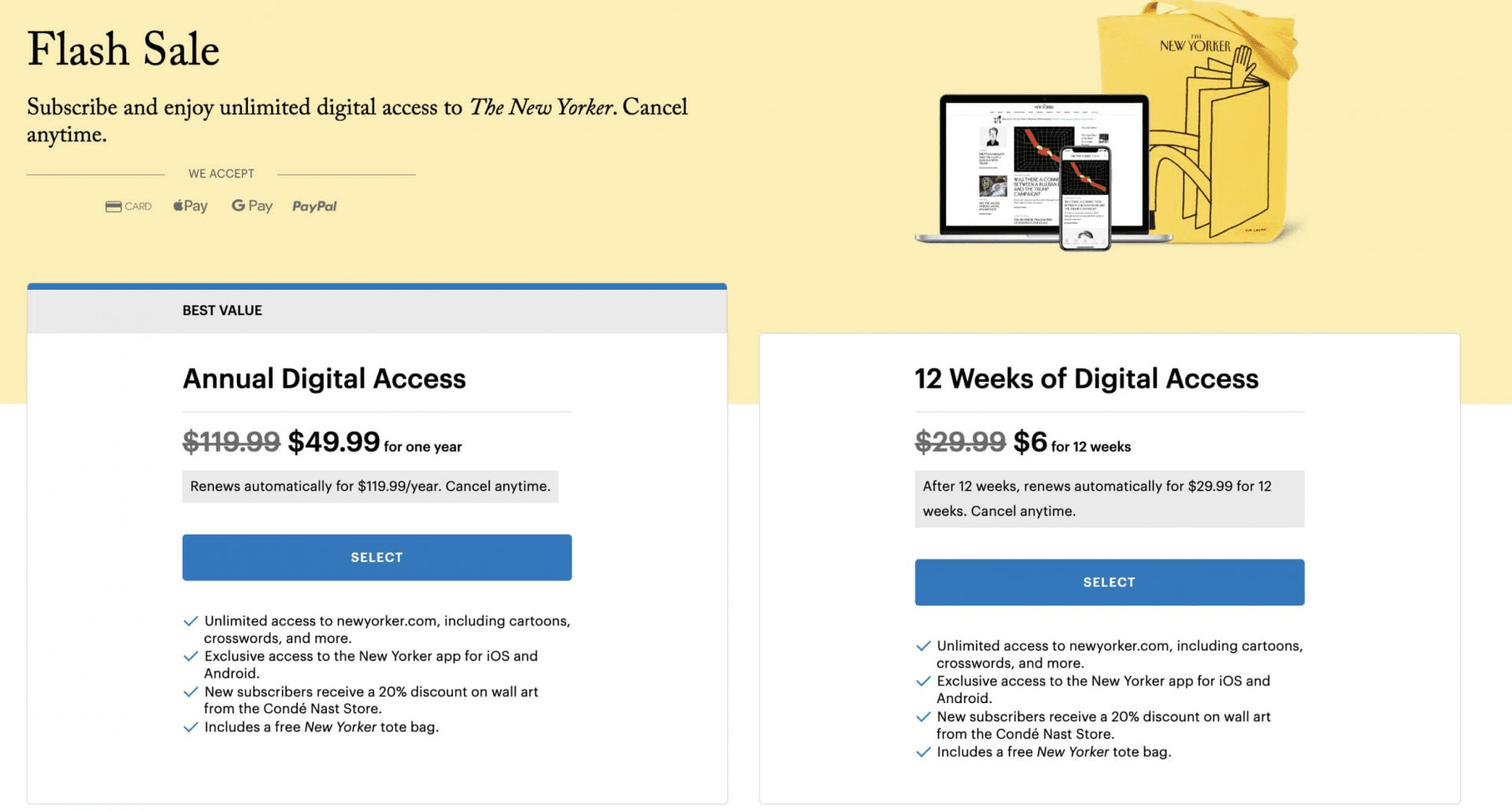 The New Yorker Browser Paywall Example 2 