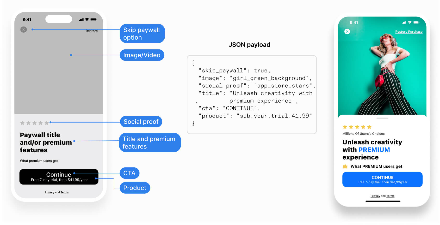 paywall template with elements