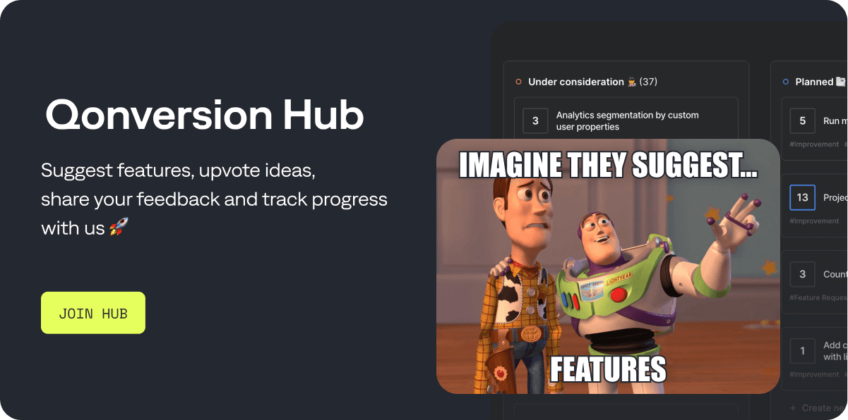 Visit Qonversion Hub to suggest features