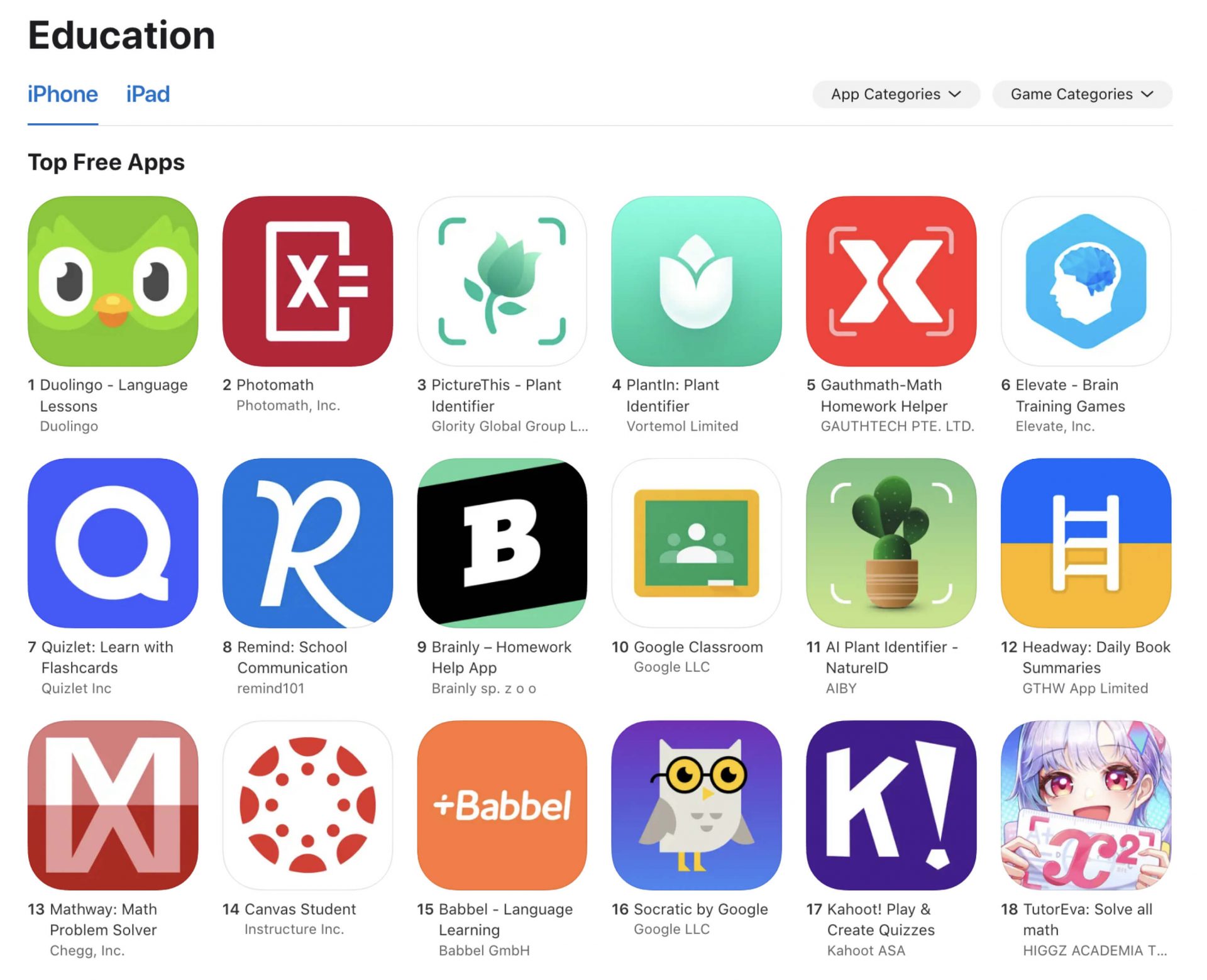 apps in education category