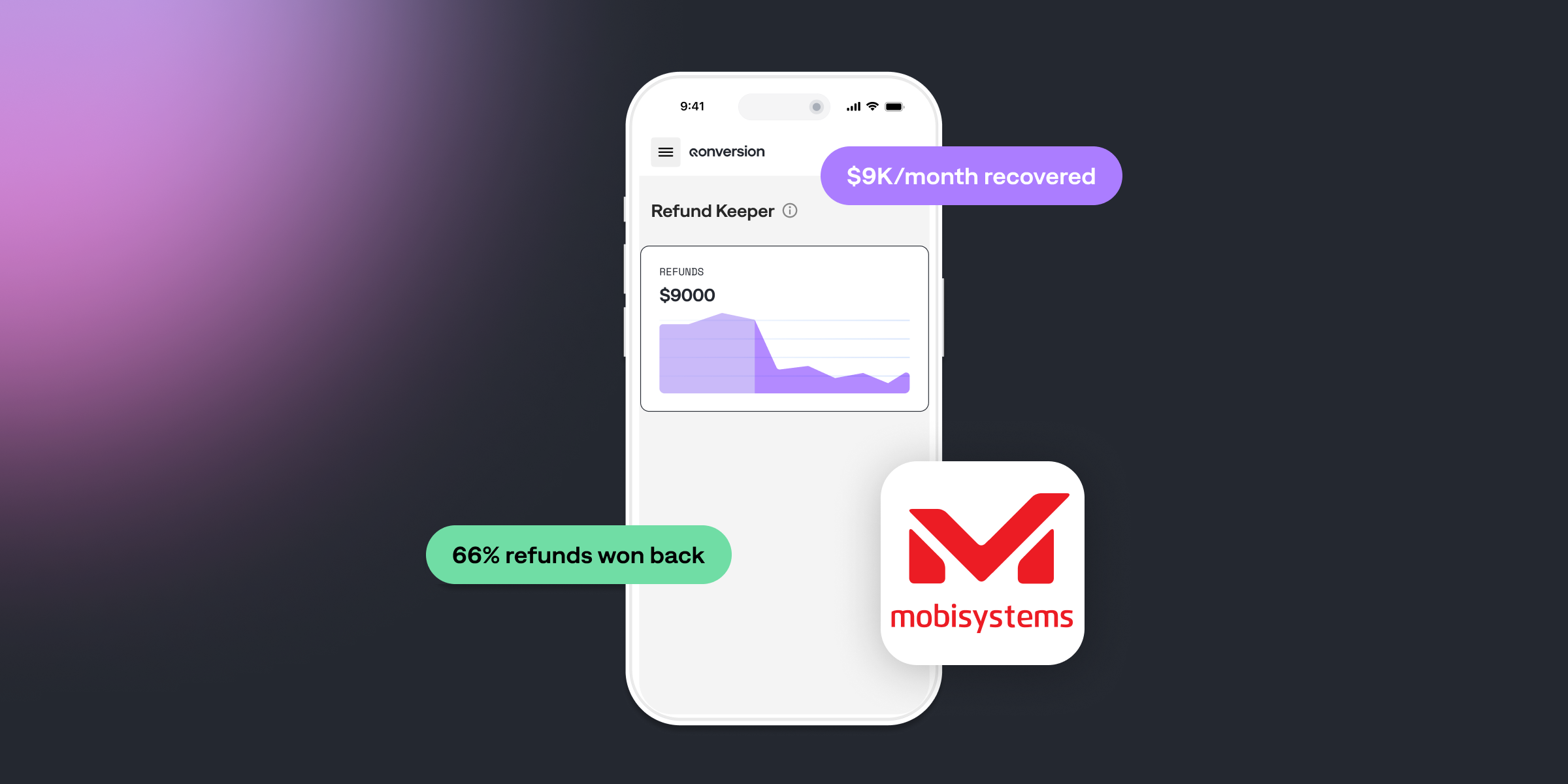 MobiSystems x Qonversion Refund Keeper case study — $9K/month recovered, 66% of refund requests won back