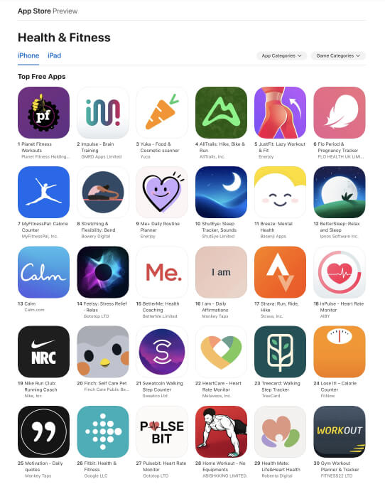 health and meditation apps