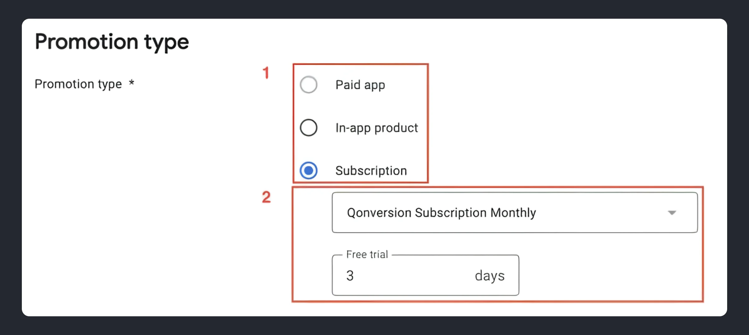 Google play promo code promotion type