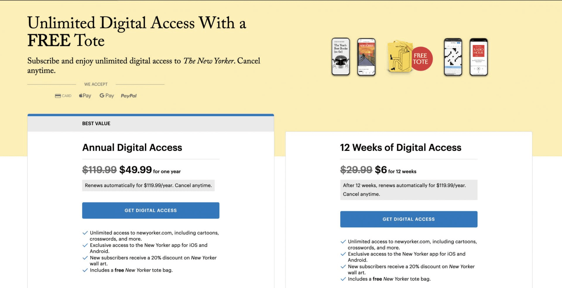 The New Yorker Browser Paywall Example 1