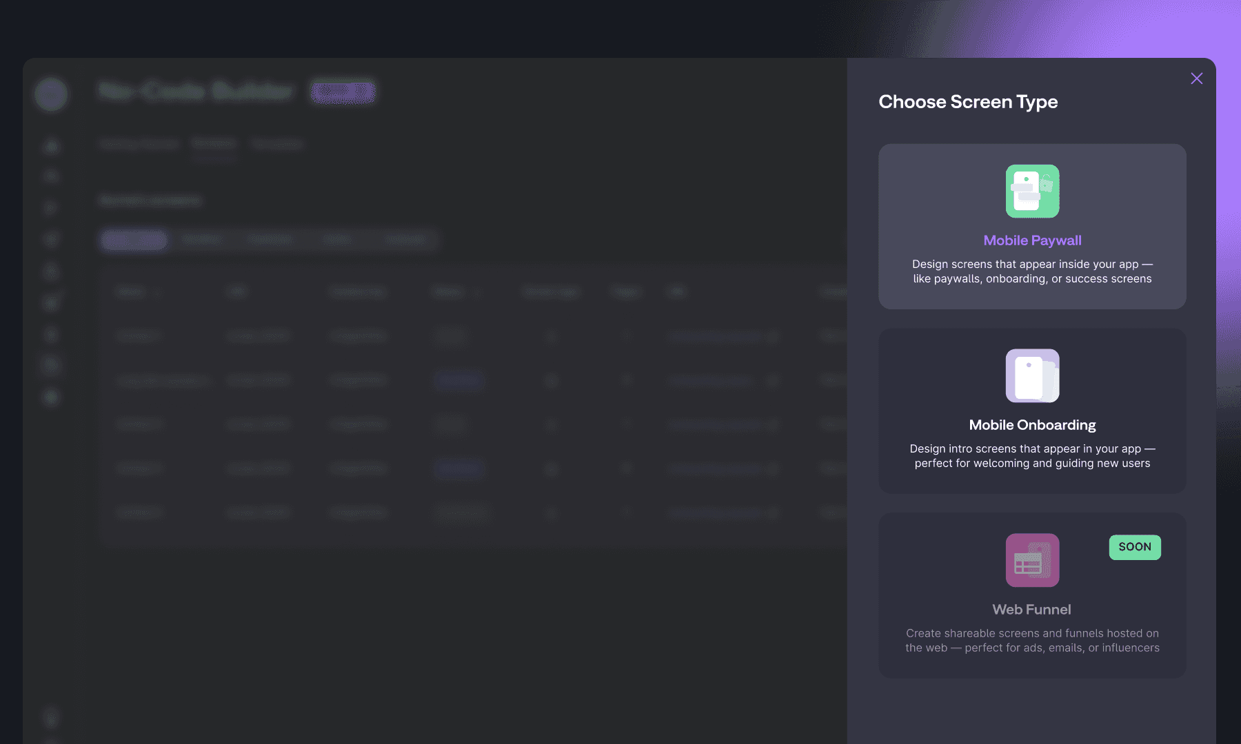Create no-code screen